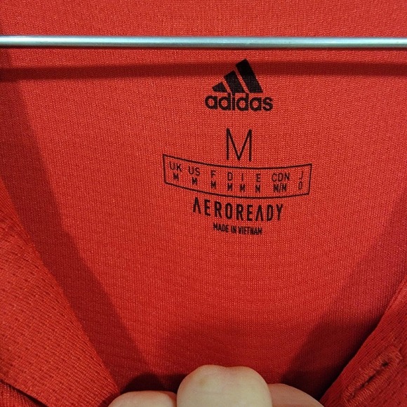 Adidas Aeroready Red Grey Lettering Short Sleeve Polo Size Medium OSU Golf - Picture 3 of 8